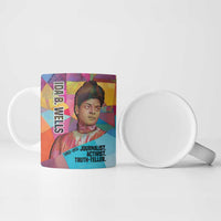 Ida B. Wells Ceramic Mug with Colorful Patchwork Pattern Design Confident Portrait Civil Rights and Journalism Tribute - Wonder Print Shop