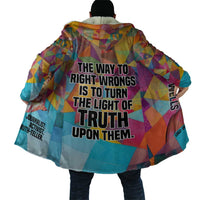 Ida B. Wells Cloak with Colorful Patchwork Pattern Design Confident Portrait Civil Rights and Journalism Tribute - Wonder Print Shop