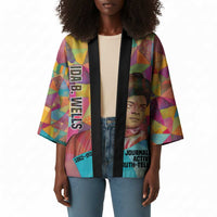 Ida B. Wells Kimono with Colorful Patchwork Pattern Design Confident Portrait Civil Rights and Journalism Tribute - Wonder Print Shop