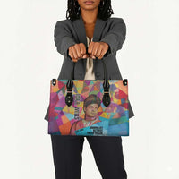 Ida B. Wells Leather Bag with Colorful Patchwork Pattern Design Confident Portrait Civil Rights and Journalism Tribute - Wonder Print Shop
