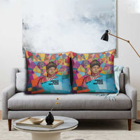 Ida B. Wells Pillow Cover with Colorful Patchwork Pattern Design Confident Portrait Civil Rights and Journalism Tribute - Wonder Print Shop