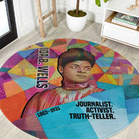 Ida B. Wells Round Carpet with Colorful Patchwork Pattern Design Confident Portrait Civil Rights and Journalism Tribute - Wonder Print Shop