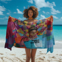 Ida B. Wells Sarong with Colorful Patchwork Pattern Design Confident Portrait Civil Rights and Journalism Tribute - Wonder Print Shop