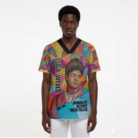 Ida B. Wells Scrub Top with Colorful Patchwork Pattern Design Confident Portrait Civil Rights and Journalism Tribute - Wonder Print Shop