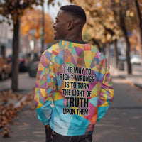 Ida B. Wells Sweatshirt with Colorful Patchwork Pattern Design Confident Portrait Civil Rights and Journalism Tribute - Wonder Print Shop