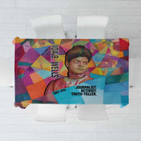 Ida B. Wells Tablecloth with Colorful Patchwork Pattern Design Confident Portrait Civil Rights and Journalism Tribute - Wonder Print Shop