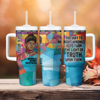 Ida B. Wells Tumbler With Handle with Colorful Patchwork Pattern Design Confident Portrait Civil Rights and Journalism Tribute - Wonder Print Shop