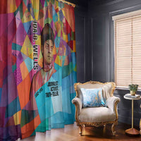 Ida B. Wells Window Curtain with Colorful Patchwork Pattern Design Confident Portrait Civil Rights and Journalism Tribute - Wonder Print Shop