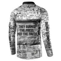 Ida B. Wells Button Sweatshirt with Newspaper Collage Design Powerful Portrait Civil Rights and Free Press Tribute