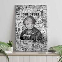 Ida B. Wells Canvas Wall Art with Newspaper Collage Design Powerful Portrait Civil Rights and Free Press Tribute - Wonder Print Shop