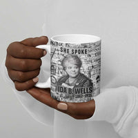 Ida B. Wells Ceramic Mug with Newspaper Collage Design Powerful Portrait Civil Rights and Free Press Tribute - Wonder Print Shop