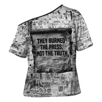 Ida B. Wells Cross Shoulder Shirt with Newspaper Collage Design Powerful Portrait Civil Rights and Free Press Tribute - Wonder Print Shop