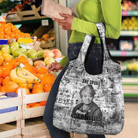 Ida B. Wells Grocery Bag with Newspaper Collage Design Powerful Portrait Civil Rights and Free Press Tribute - Wonder Print Shop