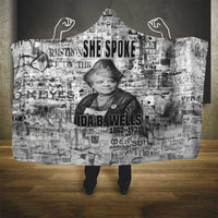 Ida B. Wells Hooded Blanket with Newspaper Collage Design Powerful Portrait Civil Rights and Free Press Tribute - Wonder Print Shop