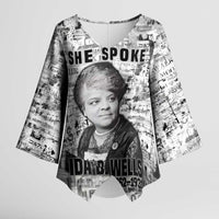 Ida B. Wells Kimono Sleeve Blouse with Newspaper Collage Design Powerful Portrait Civil Rights and Free Press Tribute - Wonder Print Shop
