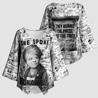 Ida B. Wells Kimono Sleeve Blouse with Newspaper Collage Design Powerful Portrait Civil Rights and Free Press Tribute - Wonder Print Shop