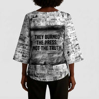 Ida B. Wells Kimono Sleeve Blouse with Newspaper Collage Design Powerful Portrait Civil Rights and Free Press Tribute - Wonder Print Shop