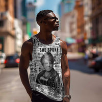 Ida B. Wells Men Tank Top with Newspaper Collage Design Powerful Portrait Civil Rights and Free Press Tribute - Wonder Print Shop