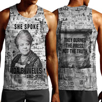 Ida B. Wells Men Tank Top with Newspaper Collage Design Powerful Portrait Civil Rights and Free Press Tribute - Wonder Print Shop