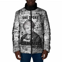 Ida B. Wells Padded Jacket with Newspaper Collage Design Powerful Portrait Civil Rights and Free Press Tribute - Wonder Print Shop