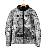 Ida B. Wells Padded Jacket with Newspaper Collage Design Powerful Portrait Civil Rights and Free Press Tribute - Wonder Print Shop
