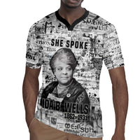 Ida B. Wells Rugby Jersey with Newspaper Collage Design Powerful Portrait Civil Rights and Free Press Tribute - Wonder Print Shop