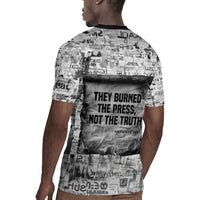 Ida B. Wells Rugby Jersey with Newspaper Collage Design Powerful Portrait Civil Rights and Free Press Tribute - Wonder Print Shop