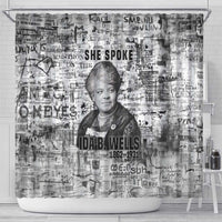 Ida B. Wells Shower Curtain with Newspaper Collage Design Powerful Portrait Civil Rights and Free Press Tribute - Wonder Print Shop