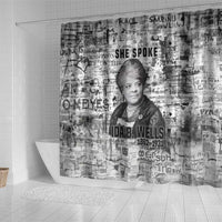 Ida B. Wells Shower Curtain with Newspaper Collage Design Powerful Portrait Civil Rights and Free Press Tribute - Wonder Print Shop