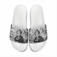 Ida B. Wells Slide Sandals with Newspaper Collage Design Powerful Portrait Civil Rights and Free Press Tribute - Wonder Print Shop