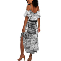 Ida B. Wells Summer Maxi Dress with Newspaper Collage Design Powerful Portrait Civil Rights and Free Press Tribute - Wonder Print Shop