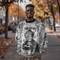 Ida B. Wells Sweatshirt with Newspaper Collage Design Powerful Portrait Civil Rights and Free Press Tribute - Wonder Print Shop