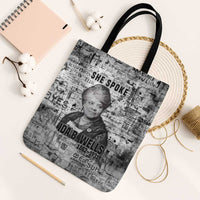 Ida B. Wells Tote Bag with Newspaper Collage Design Powerful Portrait Civil Rights and Free Press Tribute - Wonder Print Shop