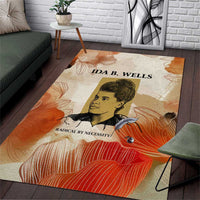 Ida B. Wells Area Rug with Floral Pen Design Illustrated Portrait Civil Rights and Journalism Tribute - Wonder Print Shop
