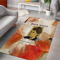 Ida B. Wells Area Rug with Floral Pen Design Illustrated Portrait Civil Rights and Journalism Tribute - Wonder Print Shop