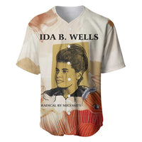 Ida B. Wells Baseball Jersey with Floral Pen Design Illustrated Portrait Civil Rights and Journalism Tribute - Wonder Print Shop