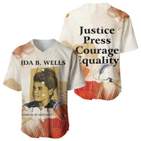 Ida B. Wells Baseball Jersey with Floral Pen Design Illustrated Portrait Civil Rights and Journalism Tribute - Wonder Print Shop