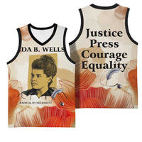 Ida B. Wells Basketball Jersey with Floral Pen Design Illustrated Portrait Civil Rights and Journalism Tribute - Wonder Print Shop