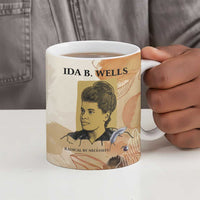 Ida B. Wells Ceramic Mug with Floral Pen Design Illustrated Portrait Civil Rights and Journalism Tribute - Wonder Print Shop