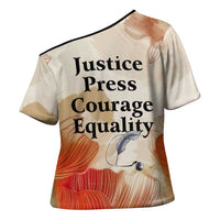 Ida B. Wells Cross Shoulder Shirt with Floral Pen Design Illustrated Portrait Civil Rights and Journalism Tribute - Wonder Print Shop