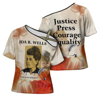 Ida B. Wells Cross Shoulder Shirt with Floral Pen Design Illustrated Portrait Civil Rights and Journalism Tribute - Wonder Print Shop