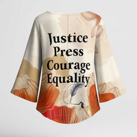 Ida B. Wells Kimono Sleeve Blouse with Floral Pen Design Illustrated Portrait Civil Rights and Journalism Tribute - Wonder Print Shop