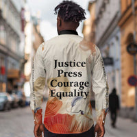 Ida B. Wells Long Sleeve Button Shirt with Floral Pen Design Illustrated Portrait Civil Rights and Journalism Tribute - Wonder Print Shop
