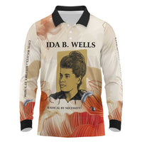 Ida B. Wells Long Sleeve Polo Shirt with Floral Pen Design Illustrated Portrait Civil Rights and Journalism Tribute - Wonder Print Shop