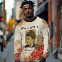 Ida B. Wells Long Sleeve Shirt with Floral Pen Design Illustrated Portrait Civil Rights and Journalism Tribute - Wonder Print Shop