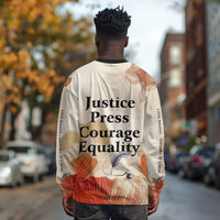 Ida B. Wells Long Sleeve Shirt with Floral Pen Design Illustrated Portrait Civil Rights and Journalism Tribute - Wonder Print Shop
