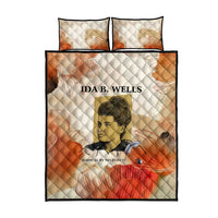 Ida B. Wells Quilt Bed Set with Floral Pen Design Illustrated Portrait Civil Rights and Journalism Tribute - Wonder Print Shop