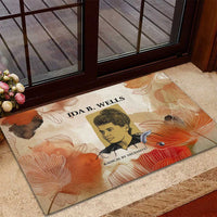 Ida B. Wells Rubber Doormat with Floral Pen Design Illustrated Portrait Civil Rights and Journalism Tribute - Wonder Print Shop