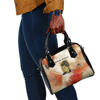 Ida B. Wells Shoulder Handbag with Floral Pen Design Illustrated Portrait Civil Rights and Journalism Tribute - Wonder Print Shop