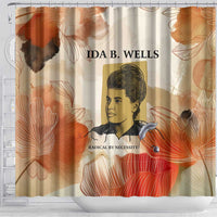 Ida B. Wells Shower Curtain with Floral Pen Design Illustrated Portrait Civil Rights and Journalism Tribute - Wonder Print Shop